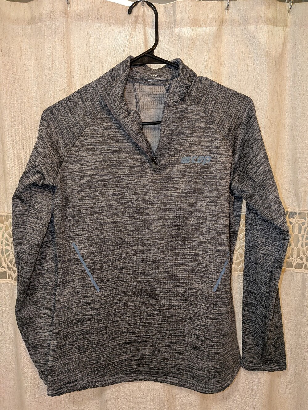 Women's CEP Winter Run Grid Fleece Quarter Zip, Grey Size Medium